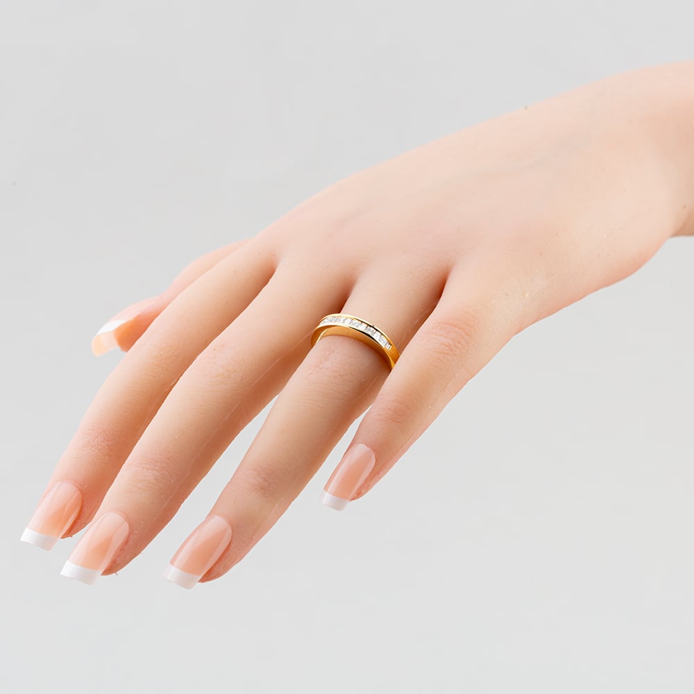 18ct Yellow Gold 0.50ct Princess & Baguette Cut Diamond Half Eternity Ring R10548Y-0.50 N