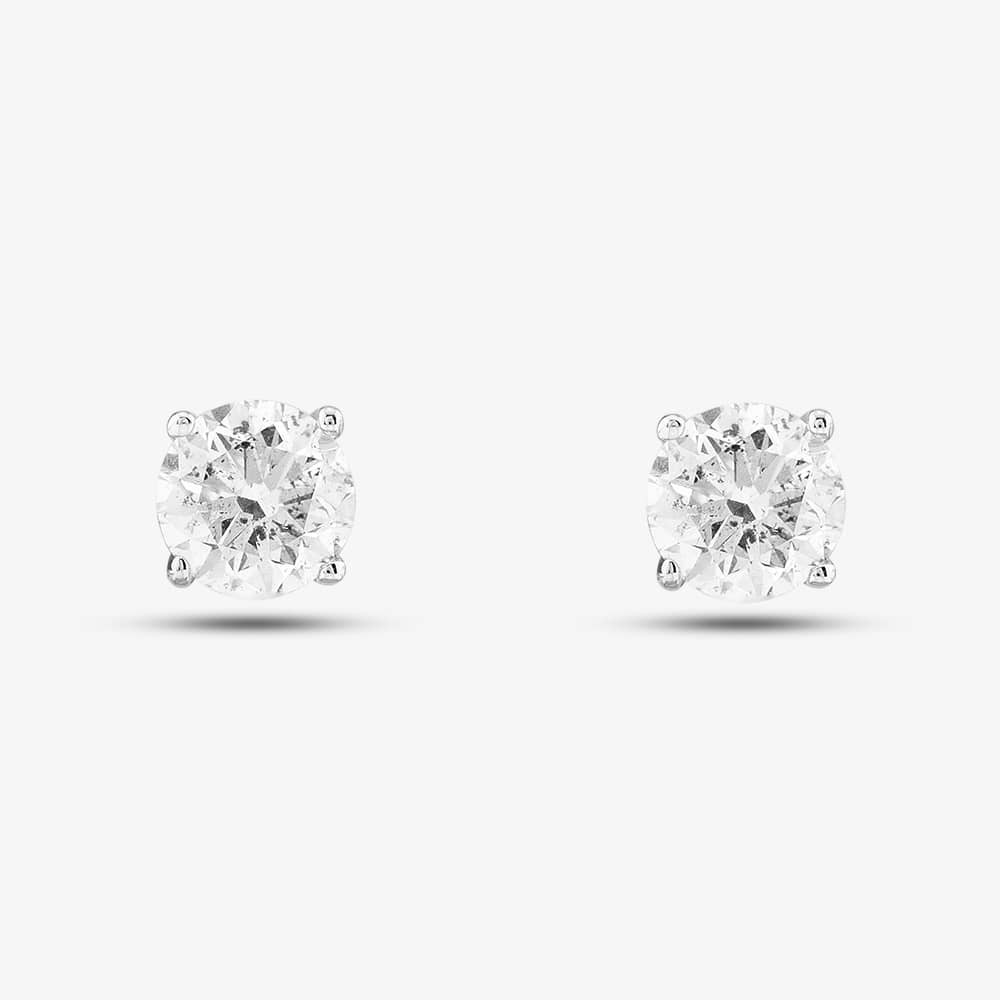 18ct White Gold Brilliant Cut Diamond Solitaire Stud Earrings THE2534 18KTWG (G/H-I1)(WG)