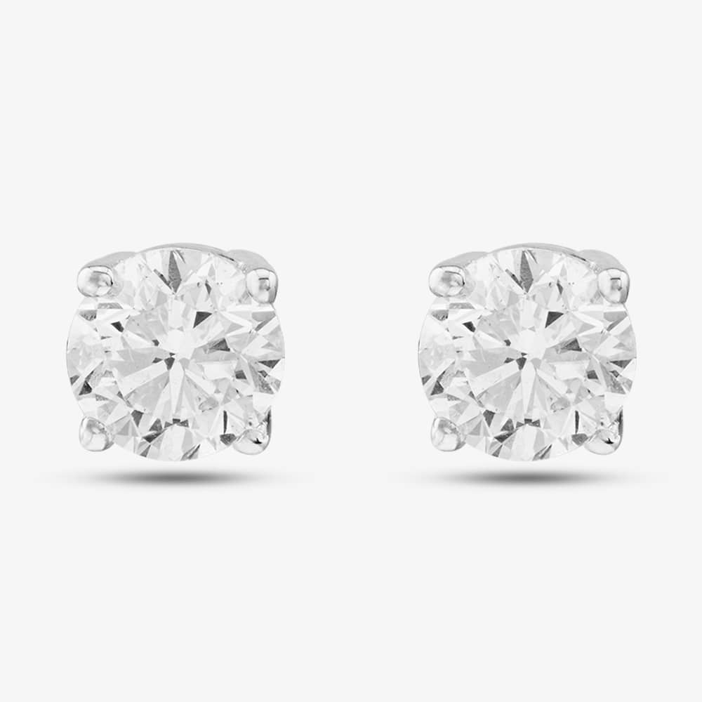 18ct White Gold 2.00ct Brilliant Cut Diamond Solitaire Stud Earrings THE2534-200 (WG)
