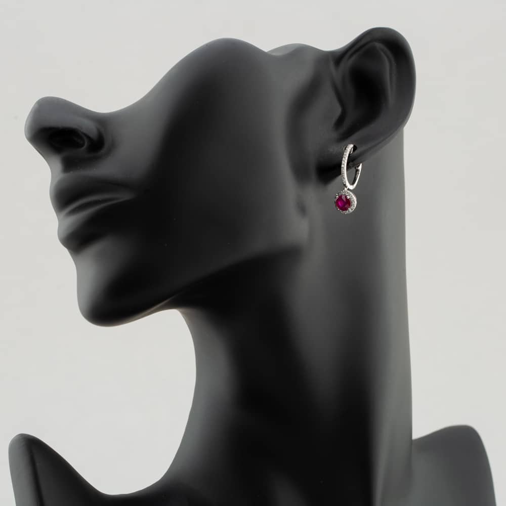 18ct White Gold Brilliant Cut Ruby & Diamond Hoop Earrings E39071GW18RB