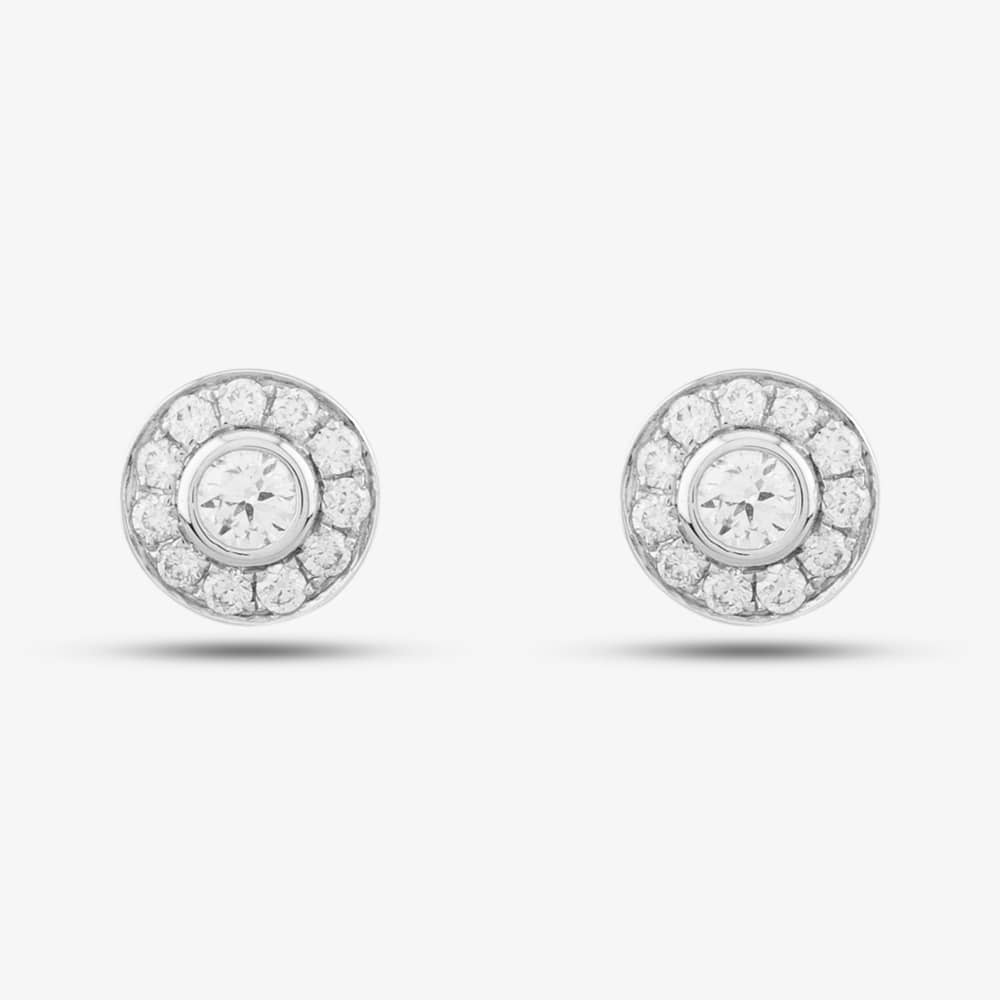 14ct White Gold 0.31ct Brilliant Cut Diamond Halo Stud Earrings EA39111GW18DD