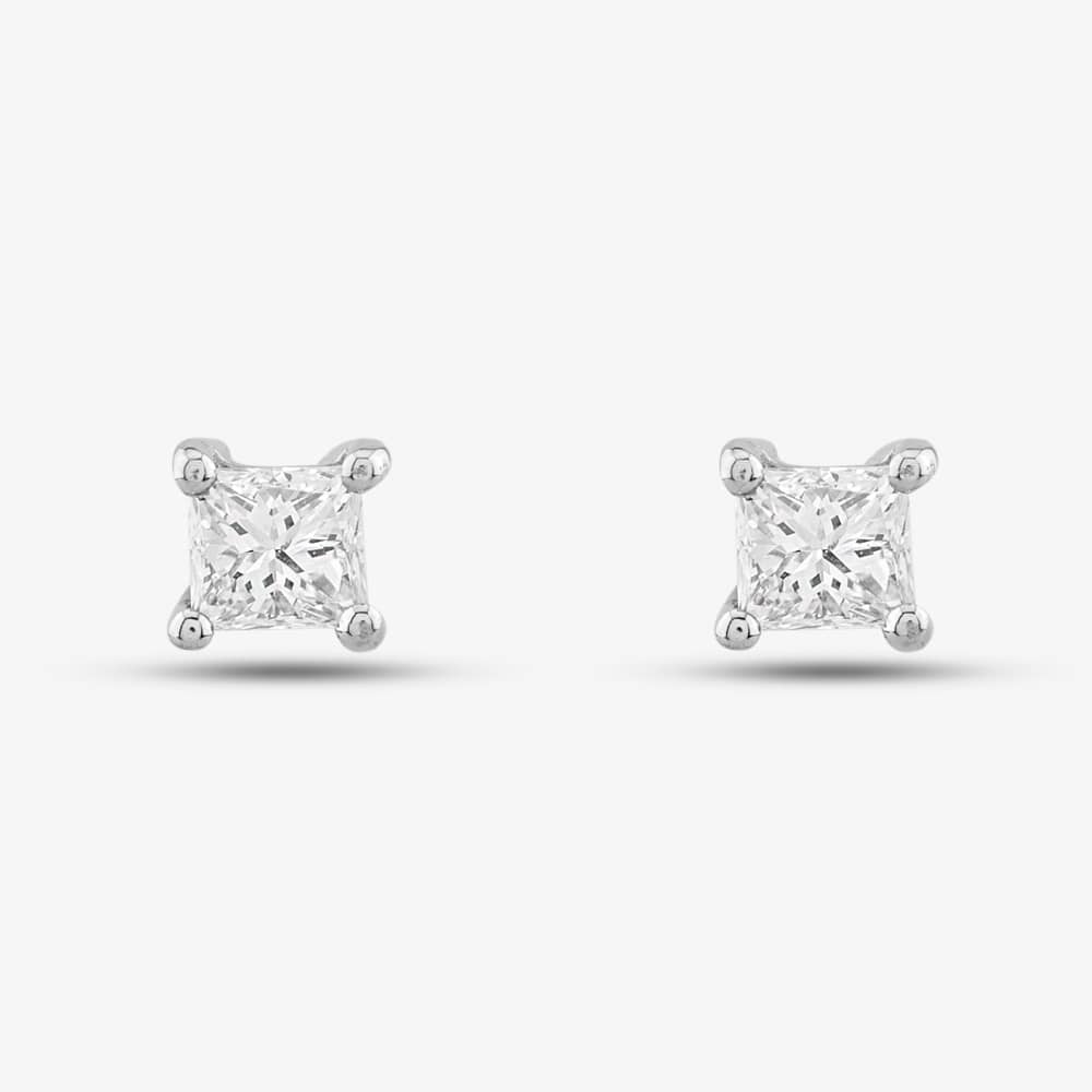 18ct White Gold 0.60ct Princess Cut Stud Earrings PCE60 18WG