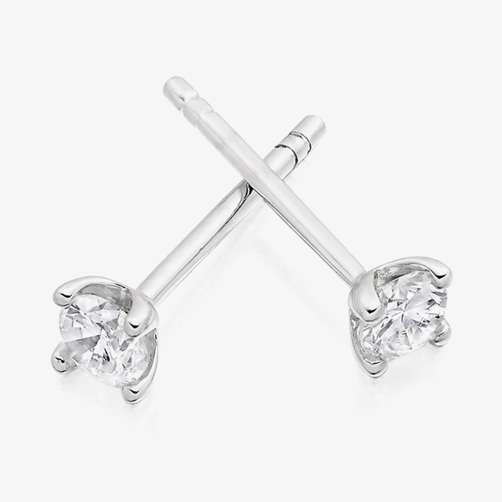 Gold Impression 18ct White Gold 0.20ct Round Brilliant Cut Diamond Stud Earrings EE336
