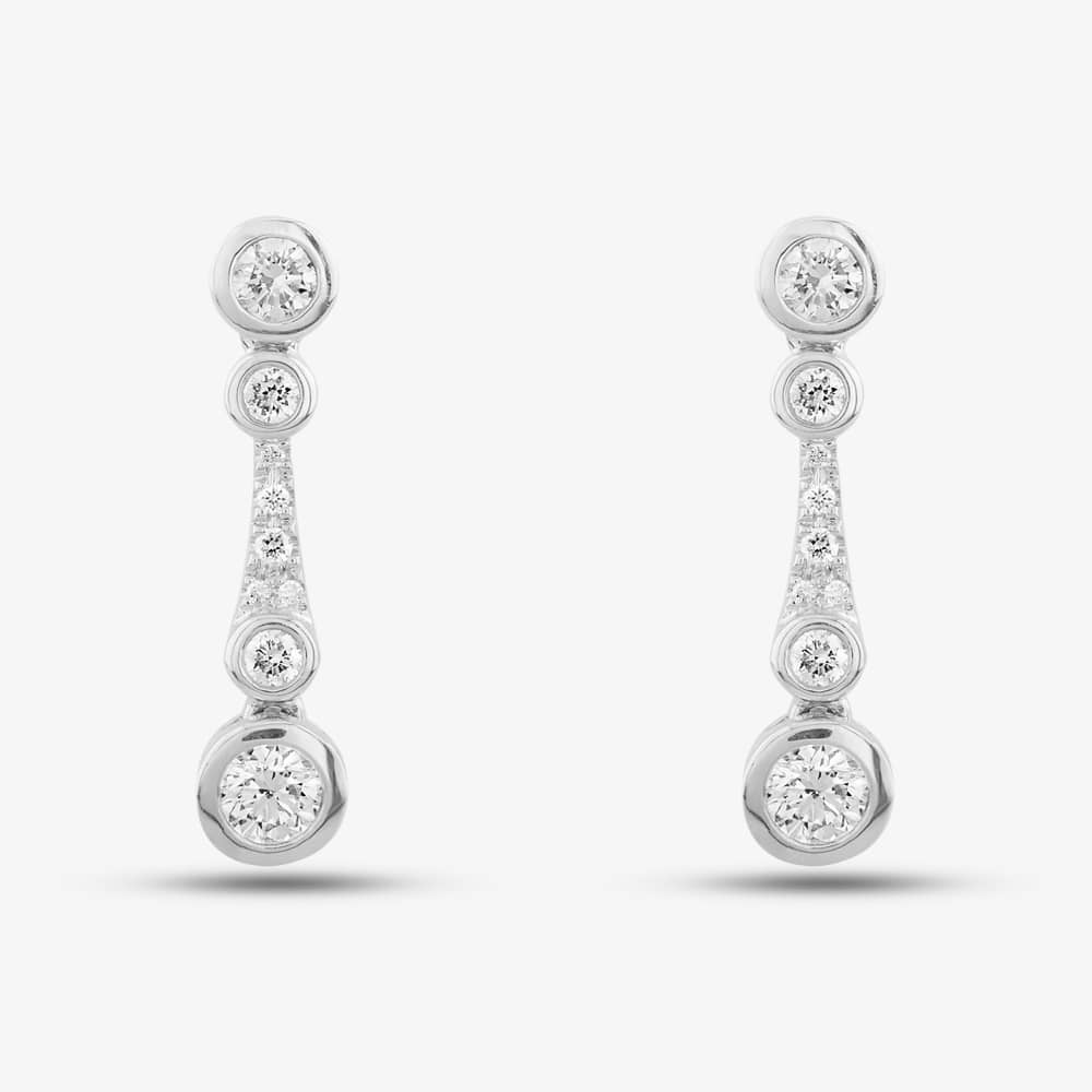 18ct White Gold Brilliant Cut Diamond Graduating Dropper Earrings LG250/EB-PR