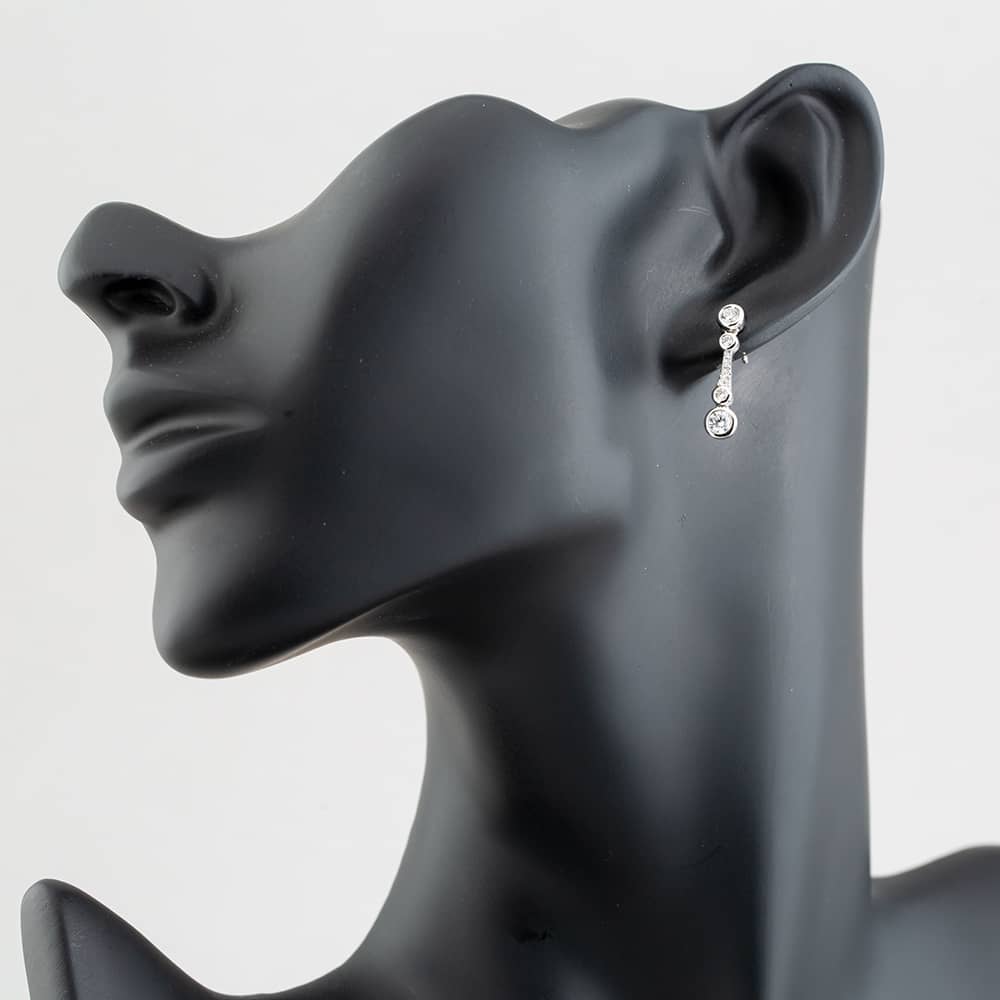 18ct White Gold Brilliant Cut Diamond Graduating Dropper Earrings LG250/EB-PR