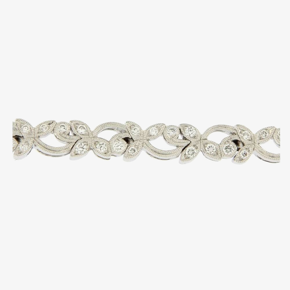 Product photograph of Ungar Amp Ungar 18ct White Gold Amp Diamond 0 33ct Fancy Leaf Bracelet 8wb123dd-19cm from The Jewel Hut