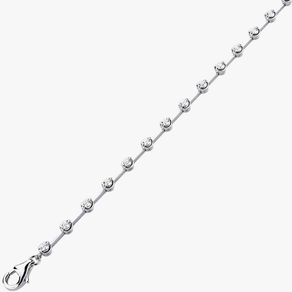 Product photograph of 18ct White Gold 2 00ct Diamond Bar Bracelet Hb008 2 00ct from The Jewel Hut