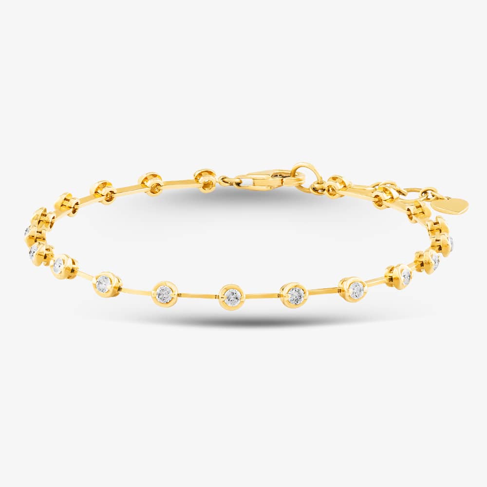 Product photograph of 18ct Yellow Gold 1 00ct Brilliant Cut Diamond Bar Bracelet Hb008 1 00ct from The Jewel Hut