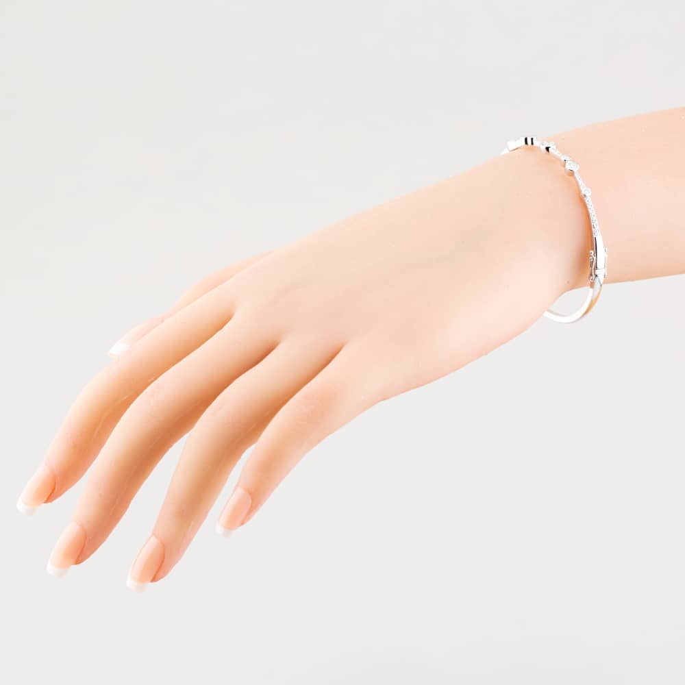 18ct White Gold 0.73ct Brilliant Cut Diamond Bubble Bar Bangle LG250/BA