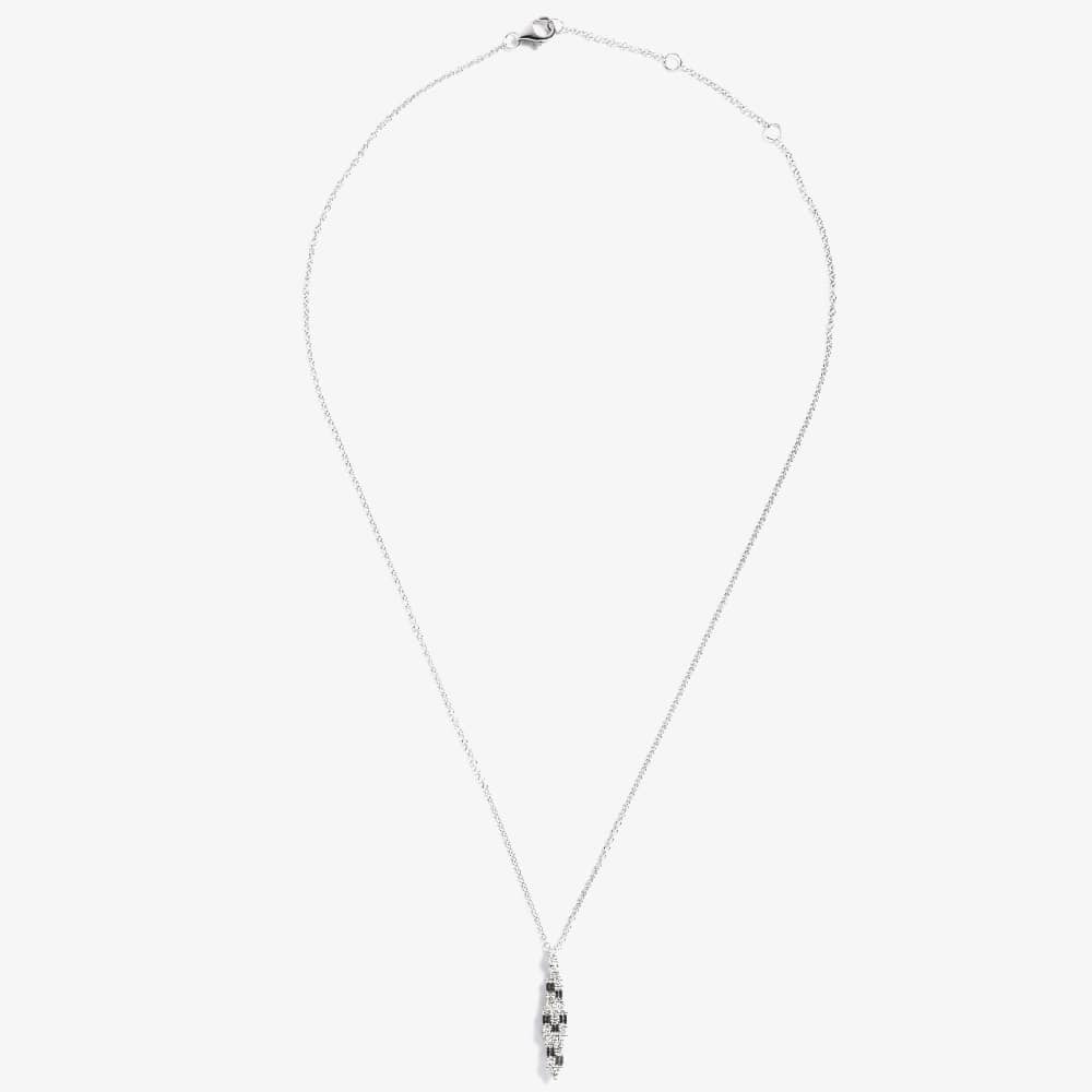 18ct White Gold 0.60ct Baguette & Brilliant Cut Diamond Dropper Necklace LG260/NA