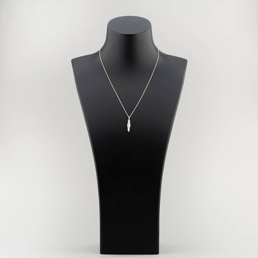 18ct White Gold 0.60ct Baguette & Brilliant Cut Diamond Dropper Necklace LG260/NA