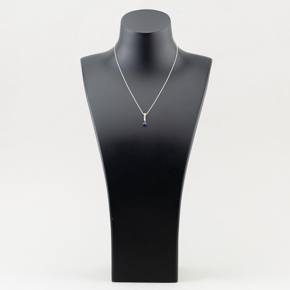 18ct White Gold 0.44ct Pear Cut Sapphire & 0.15ct Brilliant Cut Diamond Necklace 29290