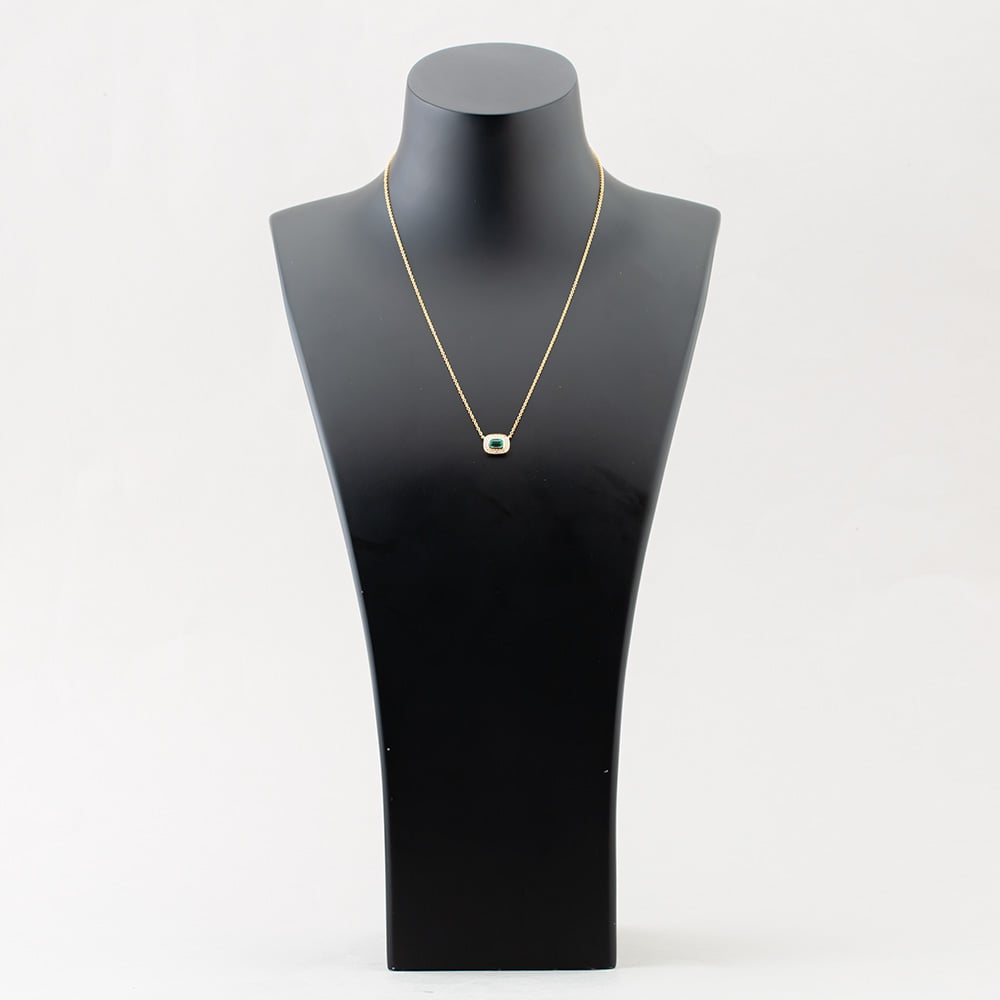 18ct Yellow Gold Emerald Cut Emerald & Brilliant Cut Diamond Necklace LG327/NA(EM)