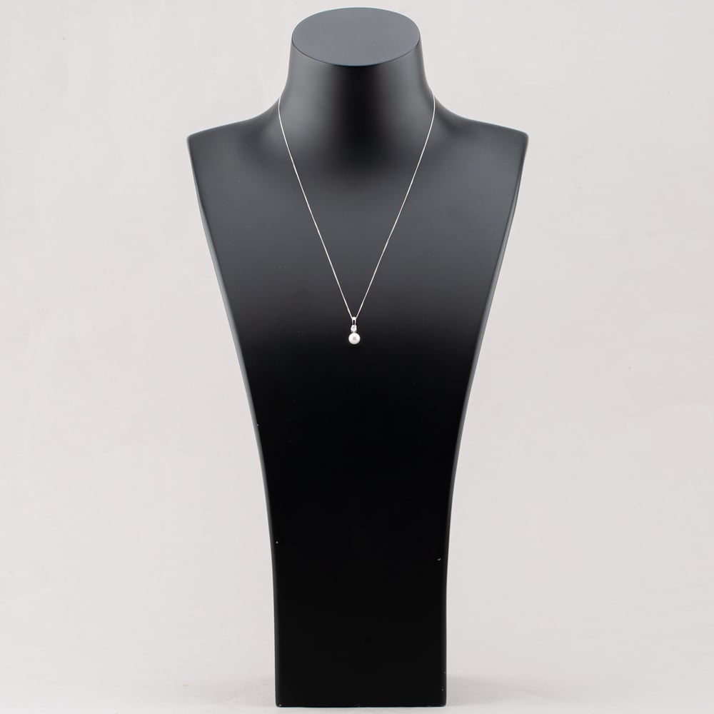 18ct White Gold Freshwater Pearl & Diamond Dropper Pendant Necklace PNX5119PL