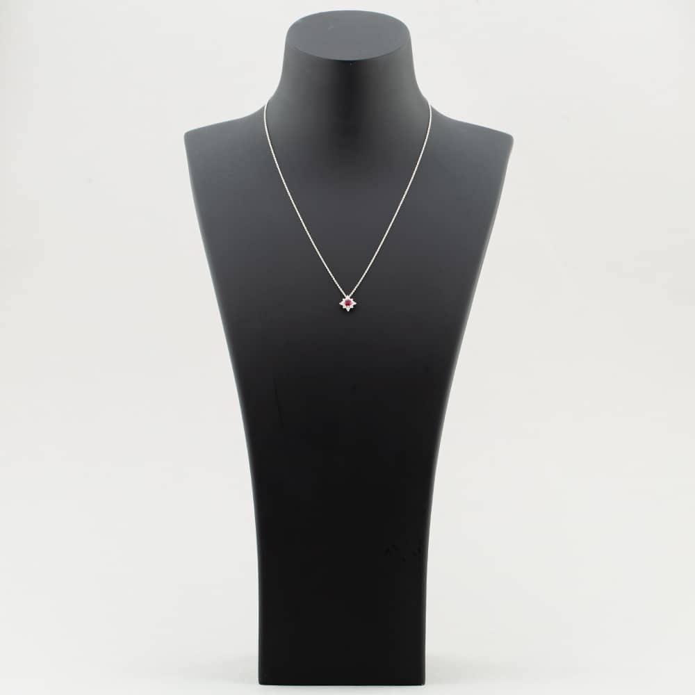 18ct White Gold Brilliant Cut Ruby & Diamond Star Necklace 39292G2