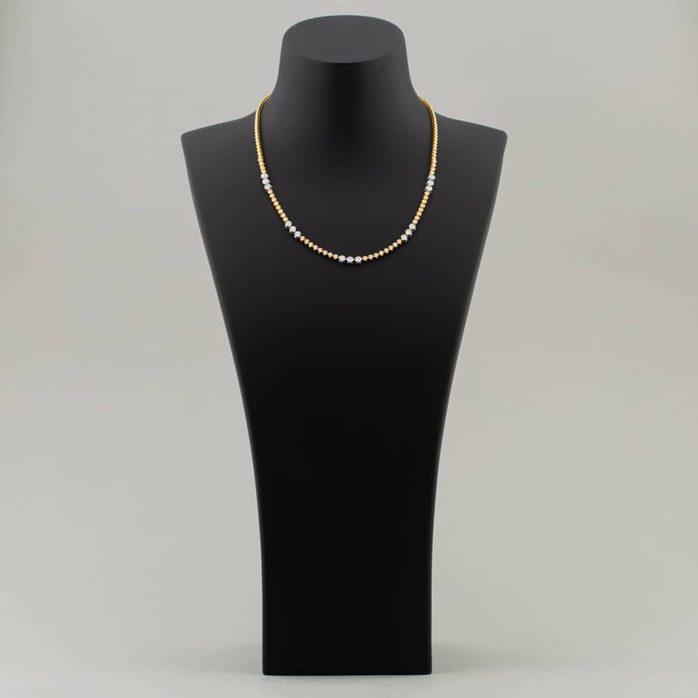 18ct Two Colour Gold 3.00ct Brilliant Cut Diamond Half Tennis Necklace HSN1055(3.00CT)S