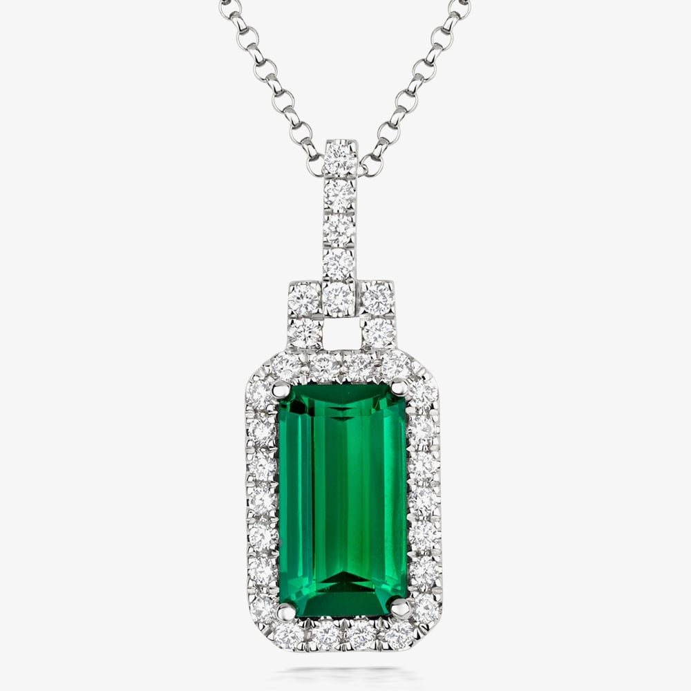 Product photograph of Tivon 18ct White Gold Green Tourmaline Amp Diamond Necklace Pw-0900-gt from The Jewel Hut