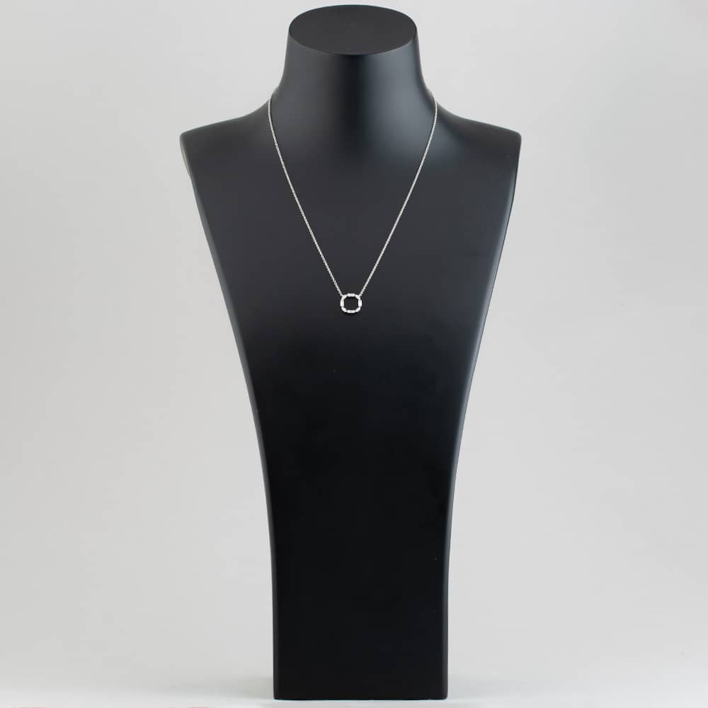18ct White Gold 0.36ct Baguette & Brilliant Cut Diamond Open Circle Necklace LG253/NA