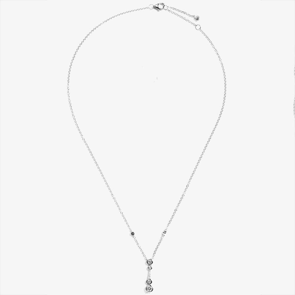 18ct White Gold 0.56ct Brilliant Cut Diamond Dropper Bar Necklace LG250/NA