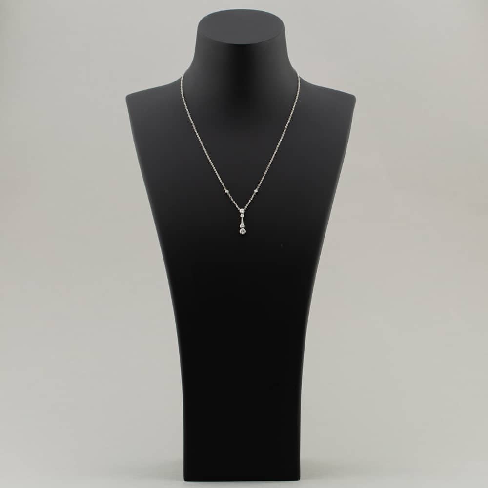 18ct White Gold 0.56ct Brilliant Cut Diamond Dropper Bar Necklace LG250/NA