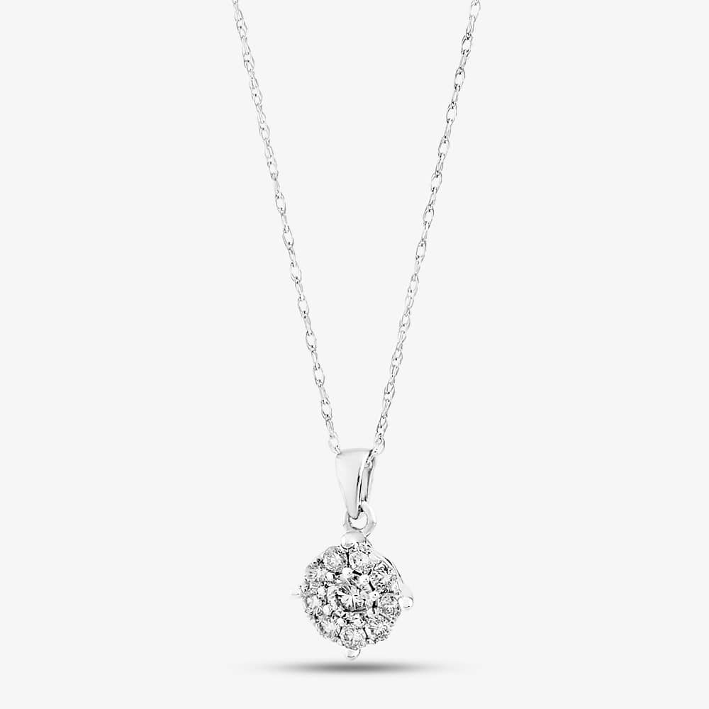 18ct White Gold 1.00ct Diamond Round Cluster Jewellery Set THS16518-100