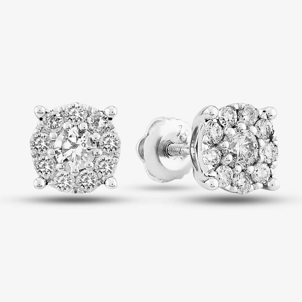 18ct White Gold 1.00ct Diamond Round Cluster Jewellery Set THS16518-100
