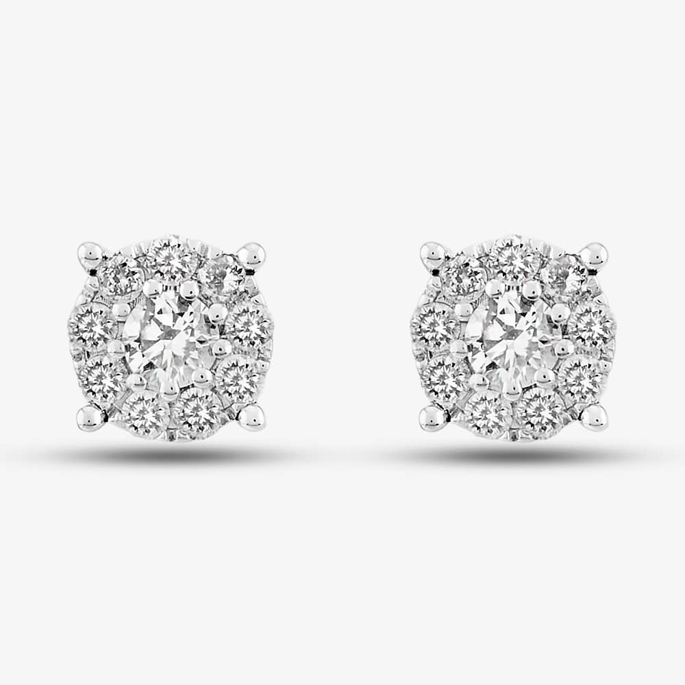 18ct White Gold 1.00ct Diamond Round Cluster Jewellery Set THS16518-100