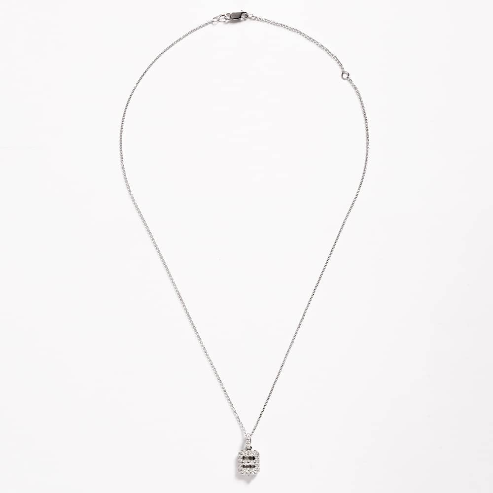18ct White Gold Emerald & Brilliant Cut Diamond Octagonal Pendant Necklace P27616GW18DD