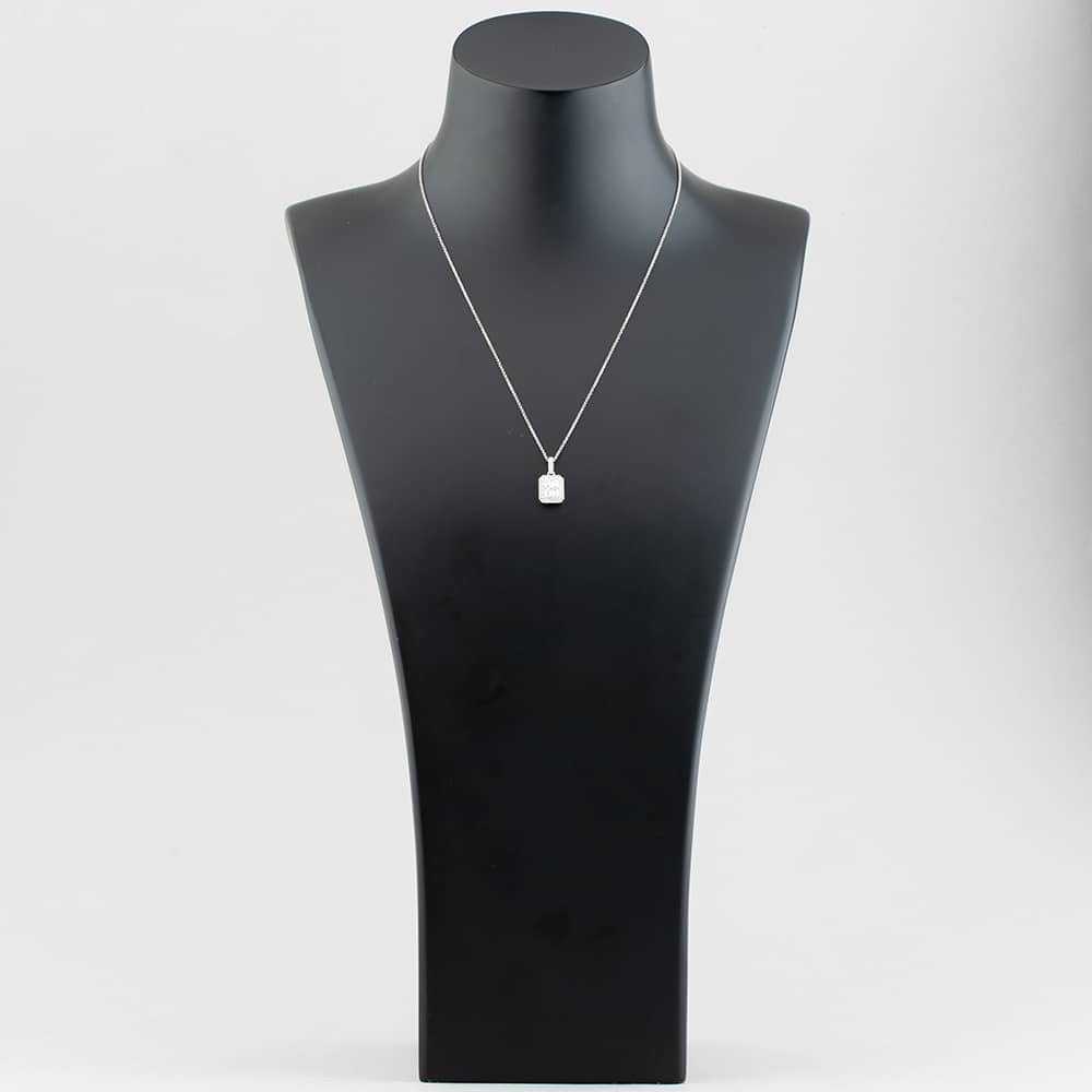 18ct White Gold Emerald & Brilliant Cut Diamond Octagonal Pendant Necklace P27616GW18DD