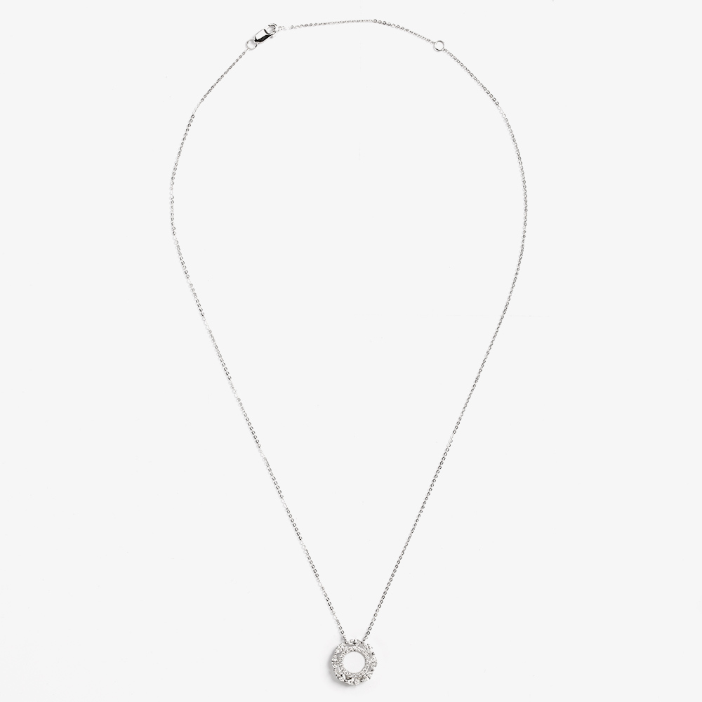 18ct White Gold 0.66ct Marquise & Brilliant Cut Diamond Circle Pendant Necklace P38157GW18DD
