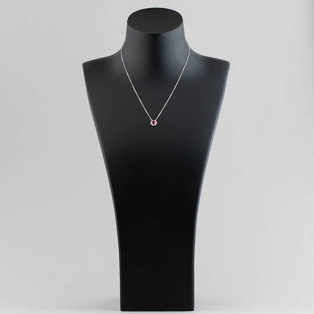 18ct White Gold Brilliant Cut Ruby & Diamond Halo Necklace P39072GW18RB