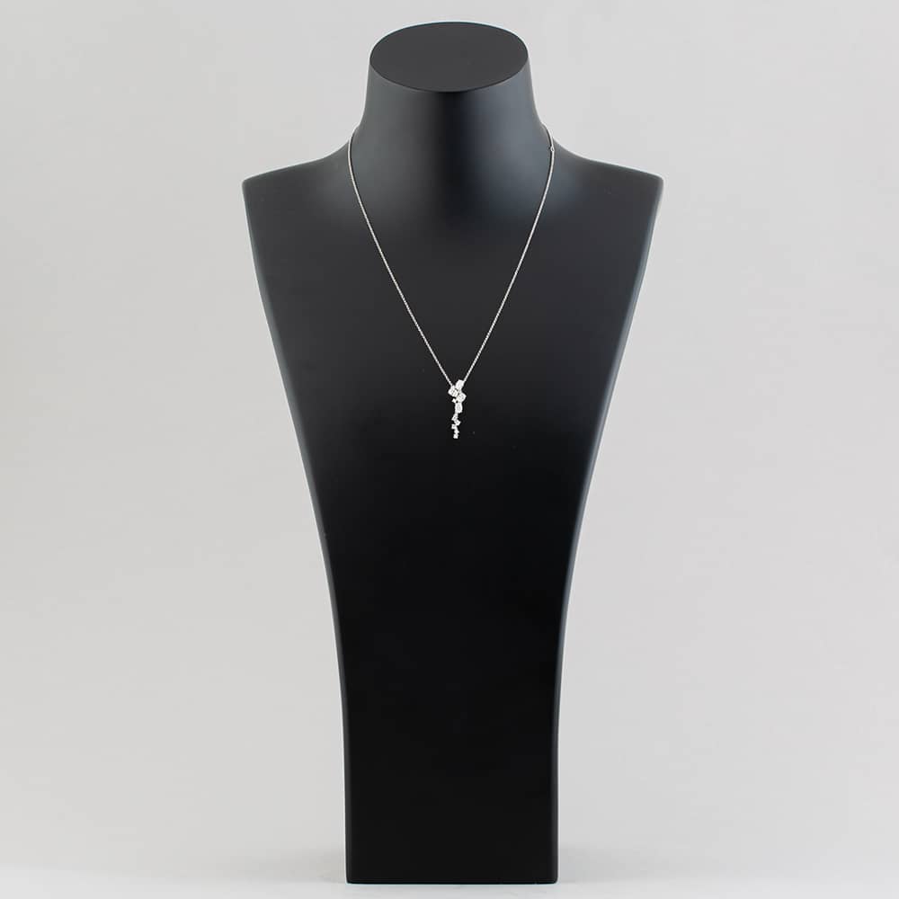18ct White Gold 0.97ct Oval & Brilliant Cut Diamond Dropper Necklace P27127GW18DD