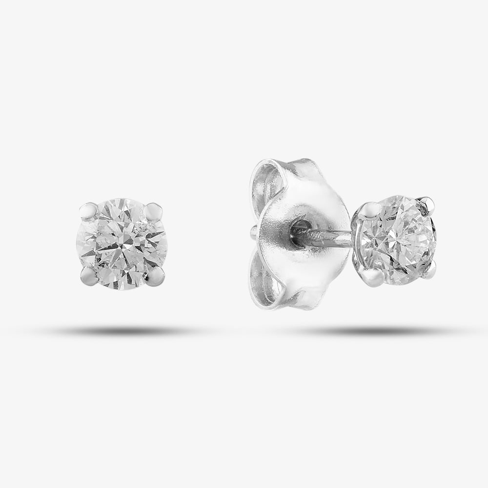 Product photograph of Platinum 0 50ct Brilliant Cut Diamond Stud Earrings 5035e Pl Dqd50 from The Jewel Hut