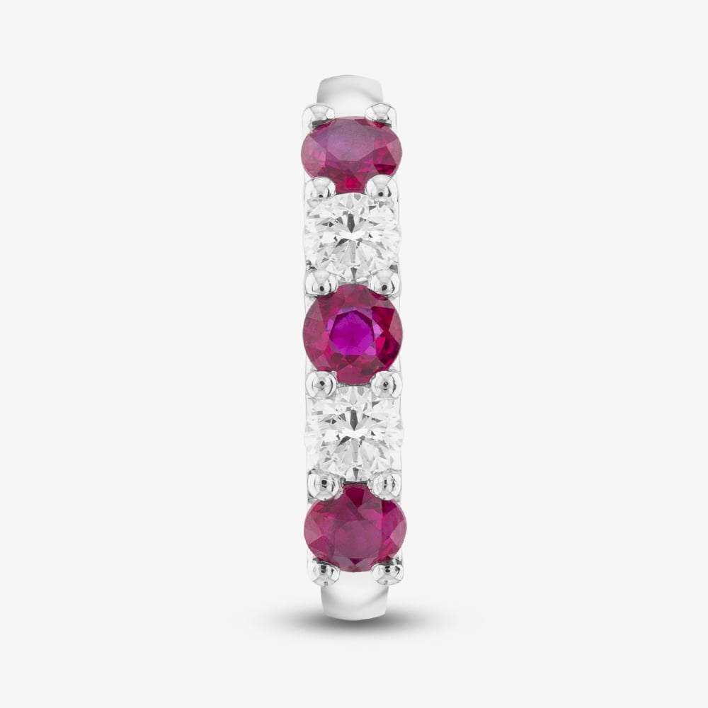 Platinum Silver 0.82ct Brilliant Cut Ruby & 0.40ct Diamond Five Stone Ring 32707