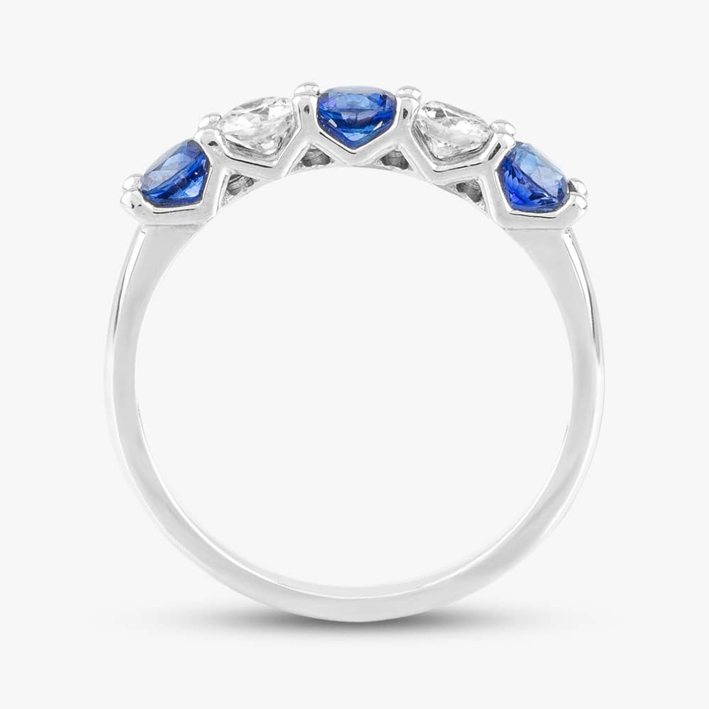 Platinum Blue 0.72ct Sapphire & 0.43ct Brilliant Cut Diamond Half Eternity Ring 22707