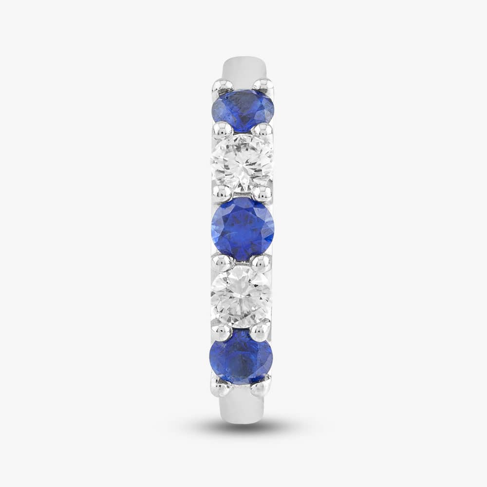 Platinum Blue 0.72ct Sapphire & 0.43ct Brilliant Cut Diamond Half Eternity Ring 22707