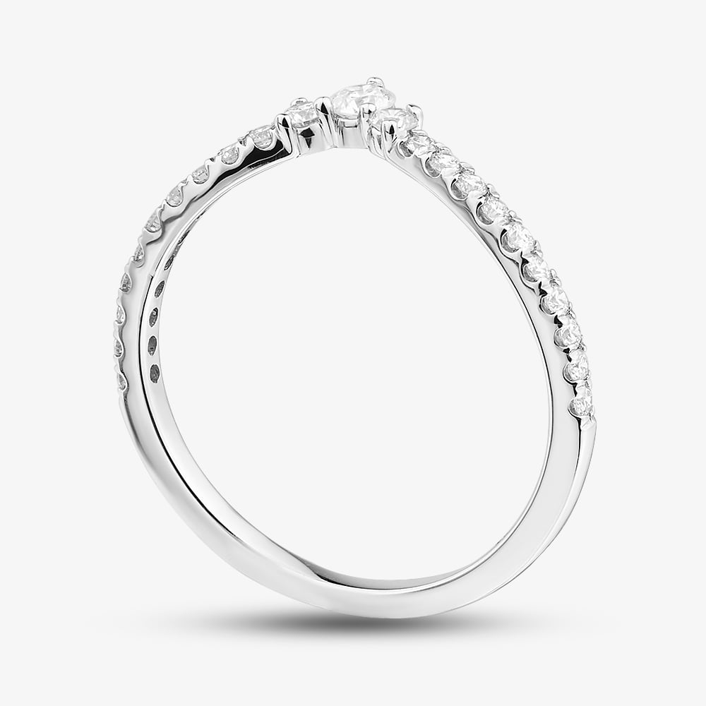 9ct White Gold 0.33ct Diamond Fancy Wishbone Ring 50M56WG/33-10