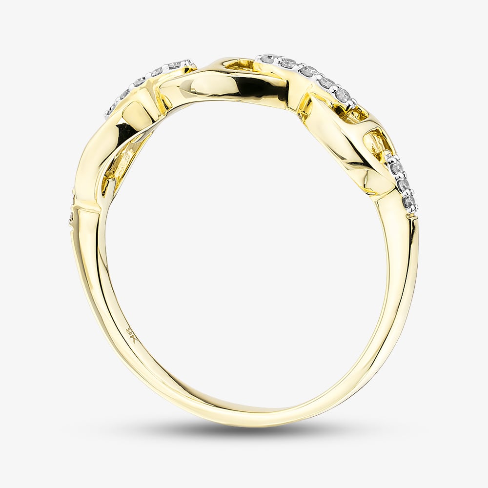 Pure Brilliance 9ct Yellow Gold 0.10ct Diamond Linked Dress Ring THR44526-10