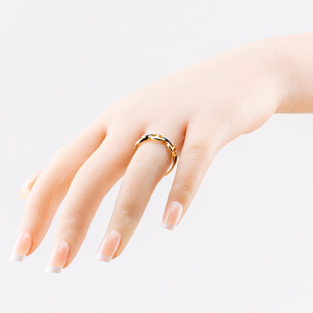 Pure Brilliance 9ct Yellow Gold 0.10ct Diamond Linked Dress Ring THR44526-10