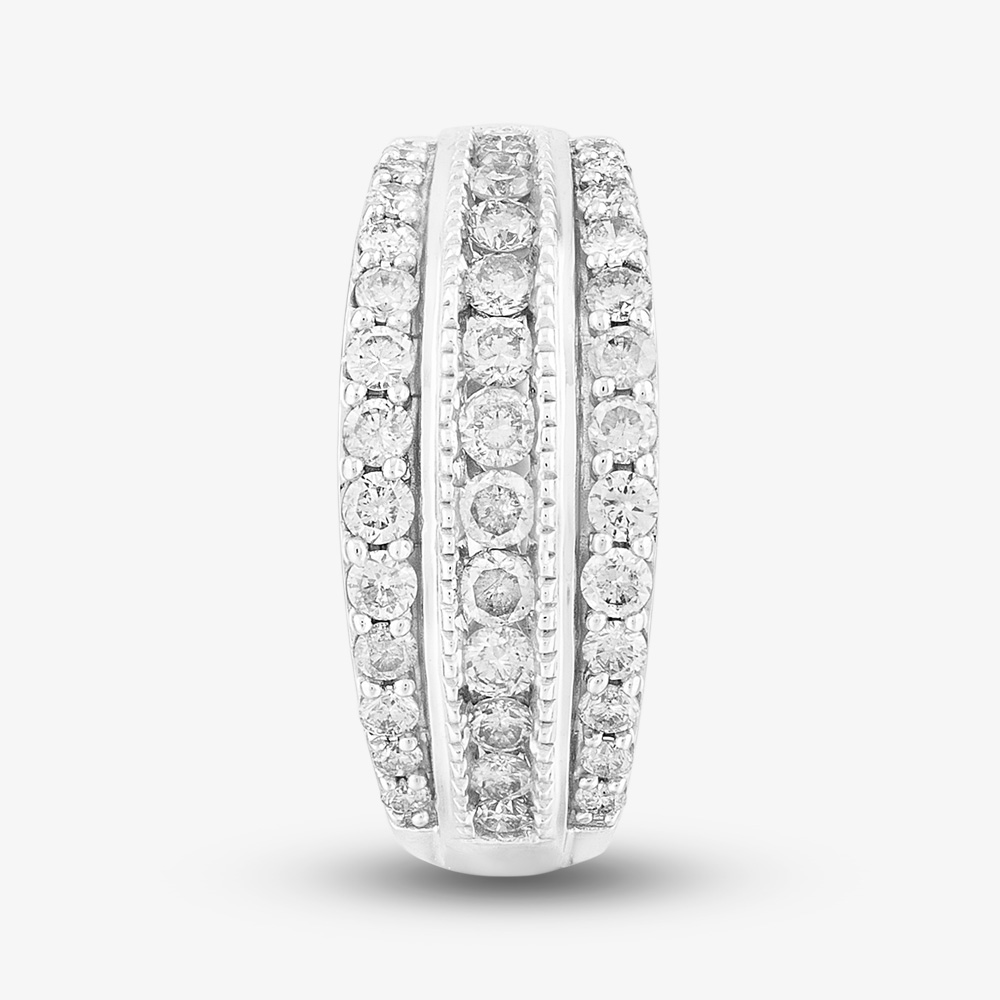 9ct White Gold 1.00ct Diamond Multi-set Three Row Ring THR18910-100 WG