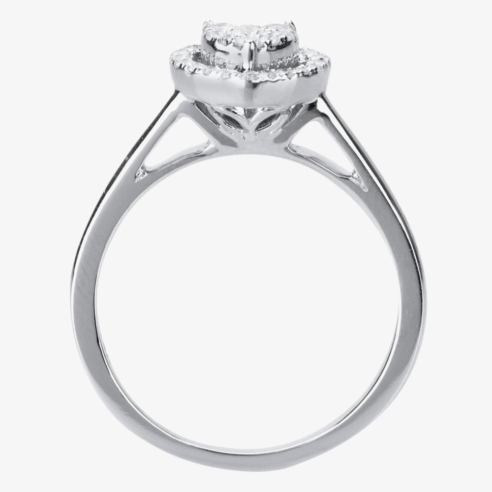 9ct White Gold 0.25ct Diamond Heart Cluster Ring THR10927-25