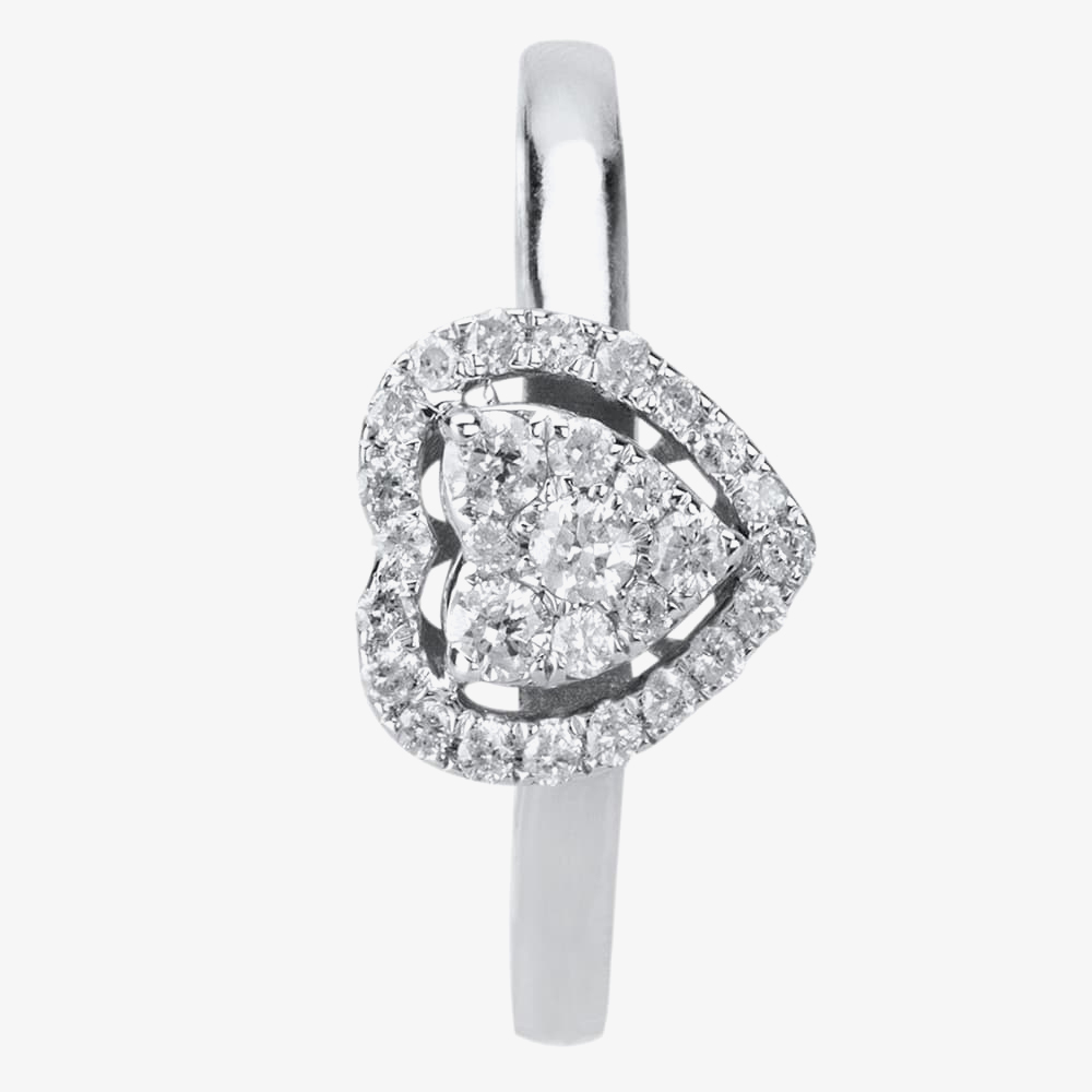 9ct White Gold 0.25ct Diamond Heart Cluster Ring THR10927-25