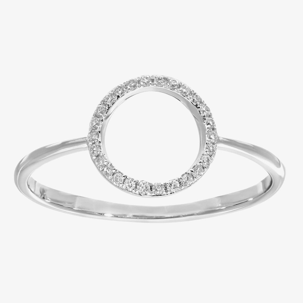 9ct White Gold Diamond Open Circle Ring DR1507W
