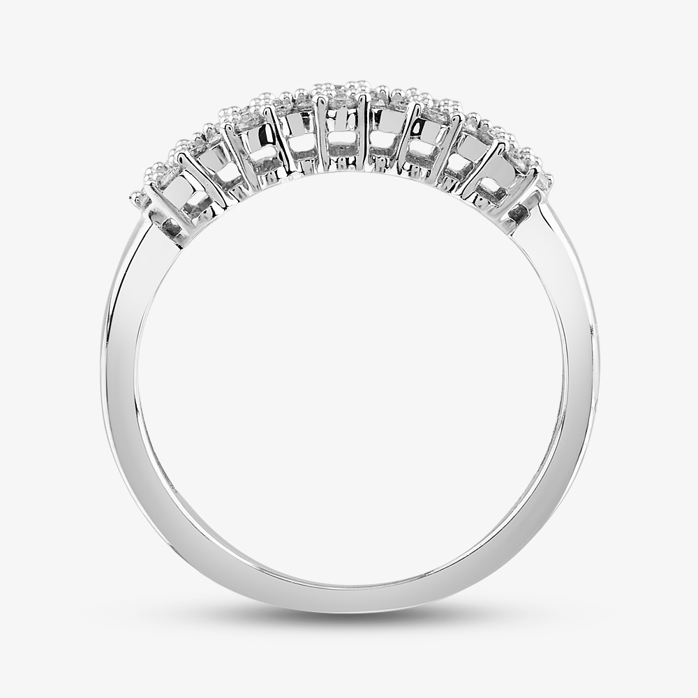 9ct White Gold 0.25ct Diamond Flower Clusters Ring THR19157-25
