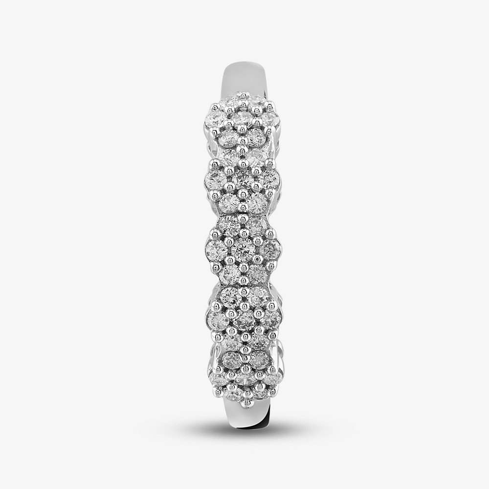 9ct White Gold 0.25ct Diamond Flower Clusters Ring THR19157-25