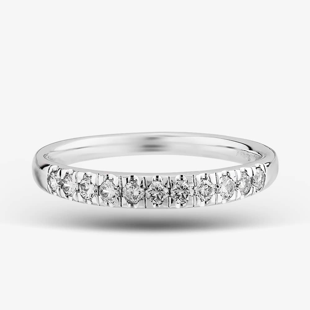9ct White Gold 0.33ct Diamond Pave Set Half Eternity Ring THR15238-33Tp