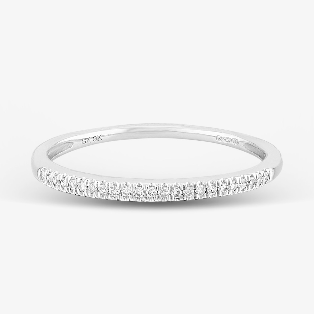 9ct White Gold 0.08ct Diamond Pave Set Half Eternity Ring THR15238-08