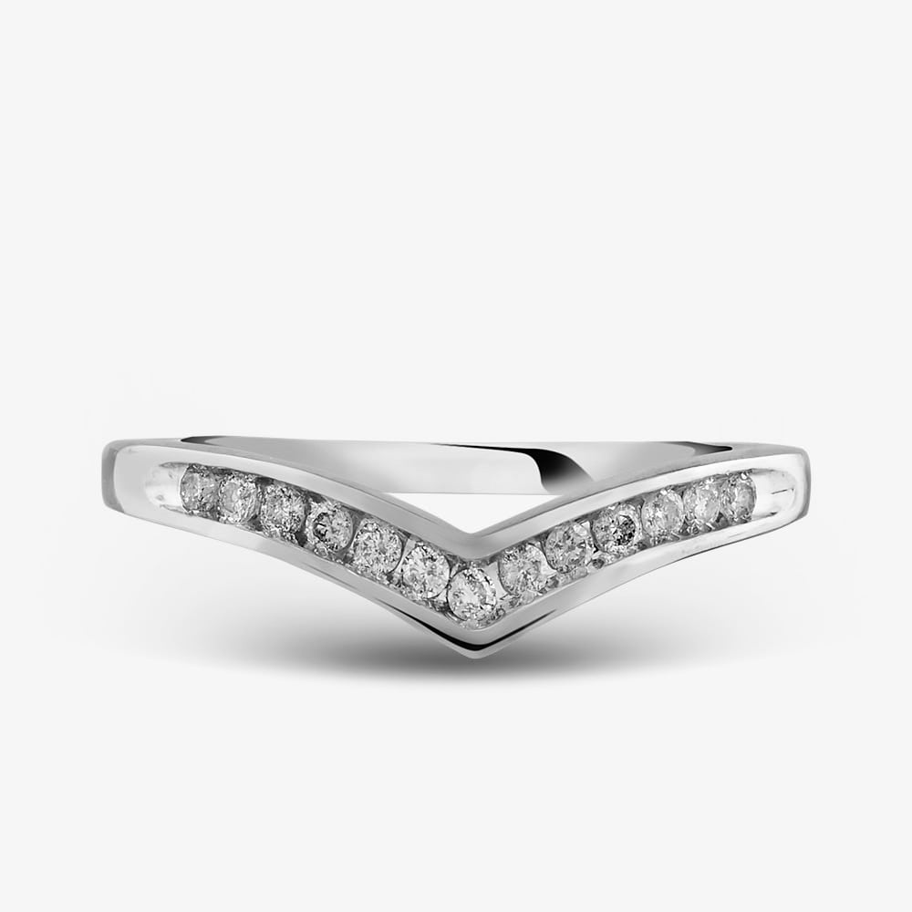 9ct White Gold 0.12ct Diamond Wishbone Half Eternity Ring THR14730