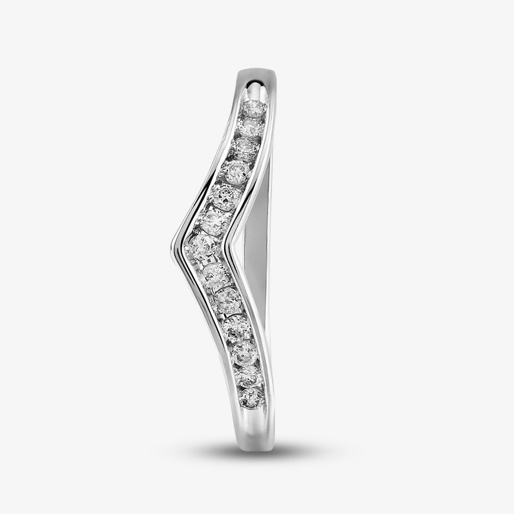 9ct White Gold 0.12ct Diamond Wishbone Half Eternity Ring THR14730