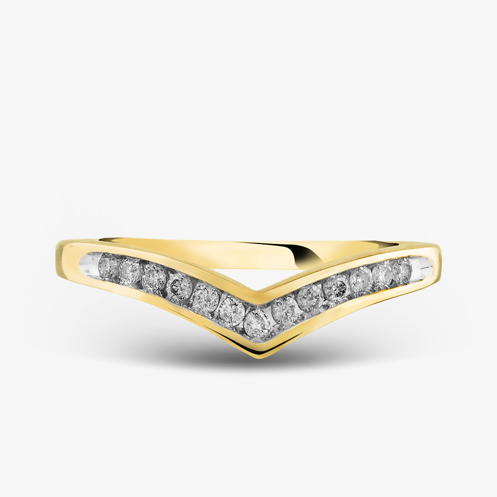 Pure Brilliance 9ct Yellow Gold 0.12ct Diamond Wishbone Half Eternity Ring THR14730